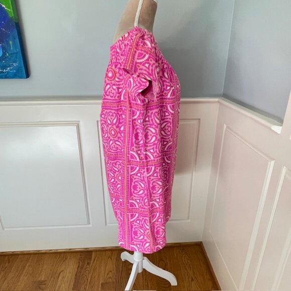 Vineyard Vines 100% Cotton Indian Block Print Pink Resortwear Dress XL - Picture 4 of 6